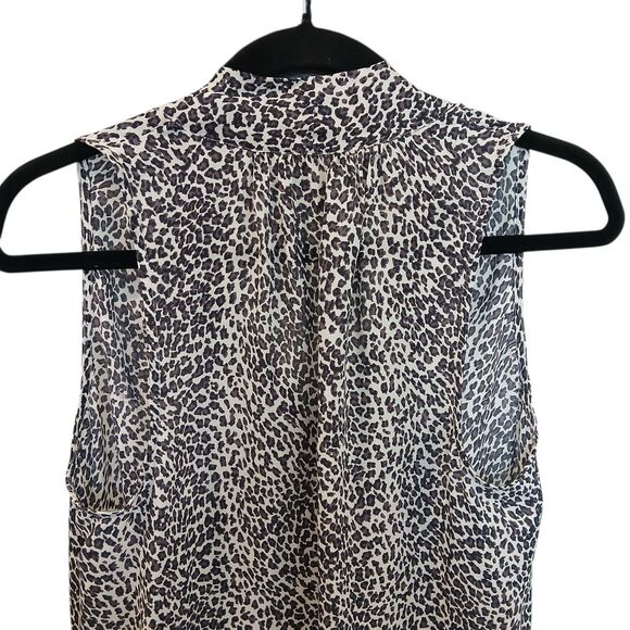Joie Estero 100% Silk Tank Caviar Animal Print Tie Neck Size Small Top - Picture 8 of 12